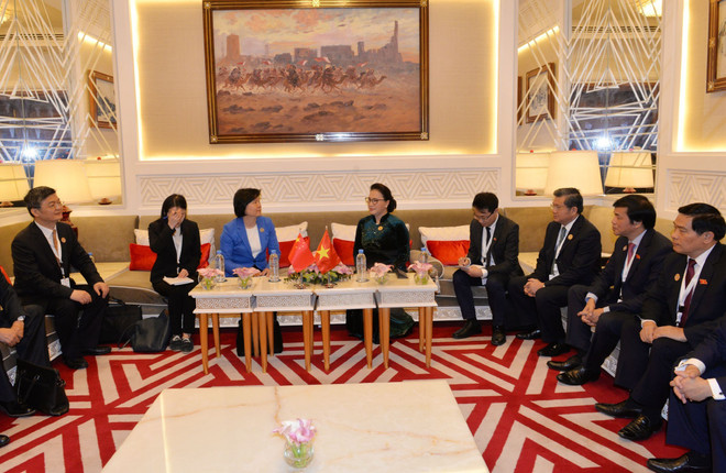 越南国会主席阮氏金银会见中国全国人大常委会副委员长沈跃跃 ảnh 2