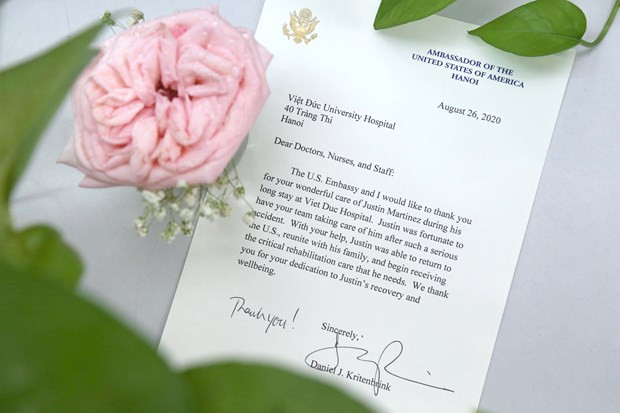 美国驻越南大使馆向越德友谊医院医护人员致感谢信 ảnh 2 美国驻越南大使馆向越德友谊医院医护人员致感谢信 ảnh 2