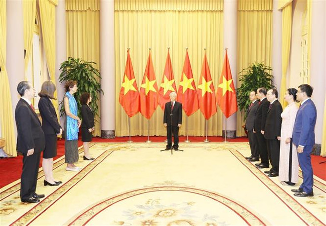 越共中央总书记、国家主席阮富仲接受各国新任驻越大使递交国书 ảnh 2 越共中央总书记、国家主席阮富仲接受各国新任驻越大使递交国书 ảnh 2