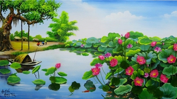 “越韩花泥画”展在河内开展 ảnh 1