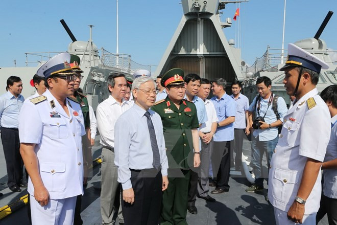 越共中央总书记阮富仲调研海军第四区 ảnh 1 越共中央总书记阮富仲调研海军第四区 ảnh 1