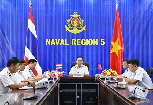 越南海军第五区与泰国海军第二区举行视频会谈 ảnh 1 越南海军第五区与泰国海军第二区举行视频会谈 ảnh 1