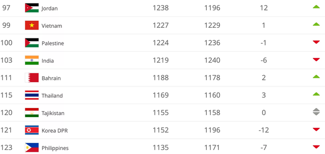 越南国家足球队在国际足联排名上稳中有升 ảnh 1