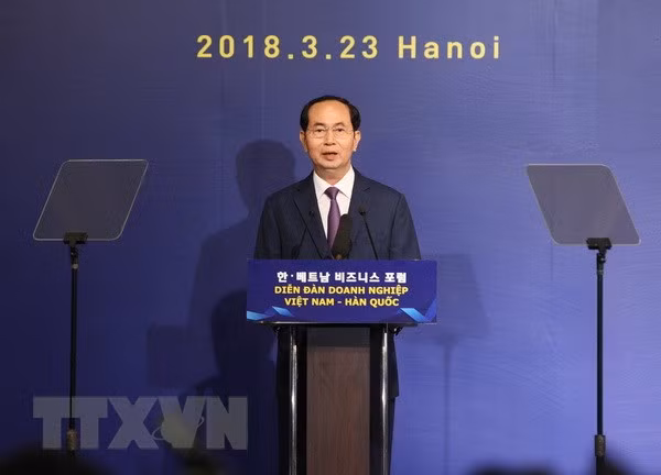越南国家主席陈大光： 越南与韩国合作关系的未来依赖两国企业界的远见以及奋发向上、灵活、创新精神 ảnh 2