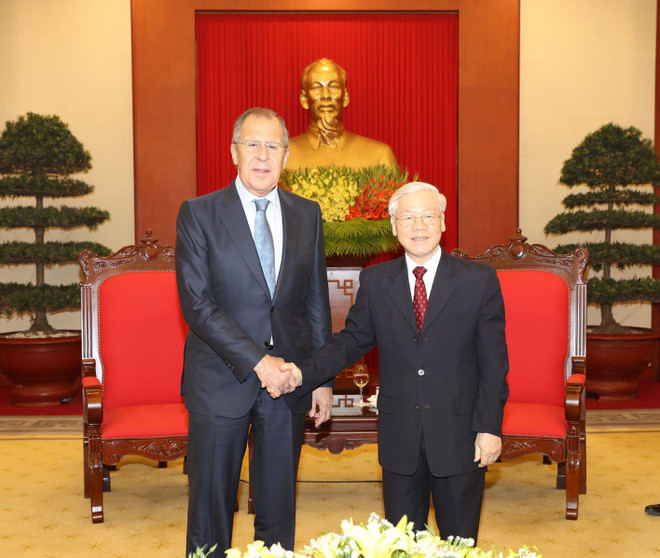 越共中央总书记阮富仲会见俄罗斯联邦外交部部长谢尔盖 ảnh 1 越共中央总书记阮富仲会见俄罗斯联邦外交部部长谢尔盖 ảnh 1