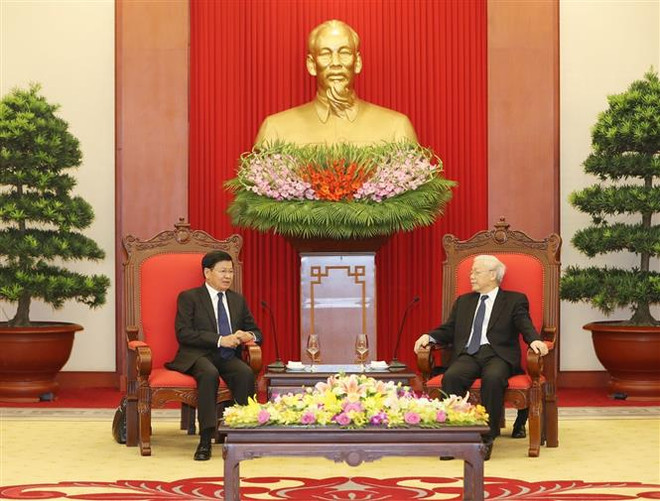 越共中央总书记阮富仲会见老挝政府总理通伦•西苏里 ảnh 1 越共中央总书记阮富仲会见老挝政府总理通伦•西苏里 ảnh 1
