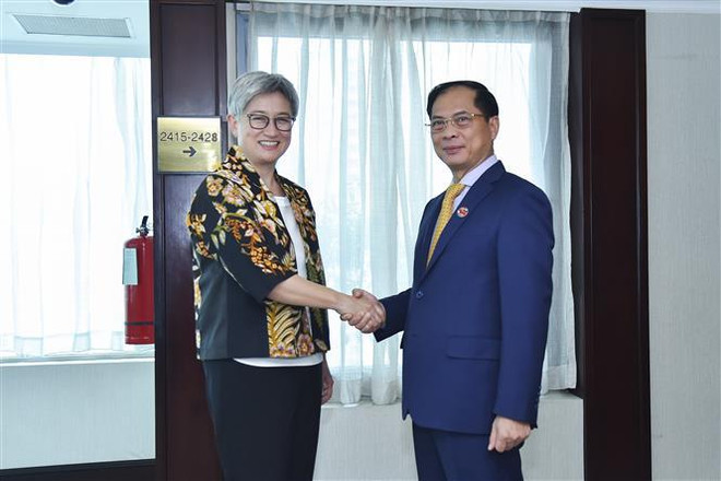 第56届东盟外长会:越南代表团分别与印度和澳大利亚代表团举行双边会晤 ảnh 2 第56届东盟外长会:越南代表团分别与印度和澳大利亚代表团举行双边会晤 ảnh 2