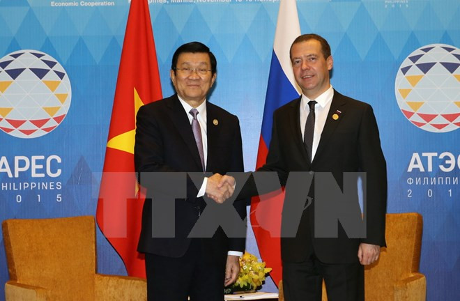 越南国家主席张晋创会见俄罗斯总理梅德韦杰夫 ảnh 1 越南国家主席张晋创会见俄罗斯总理梅德韦杰夫 ảnh 1