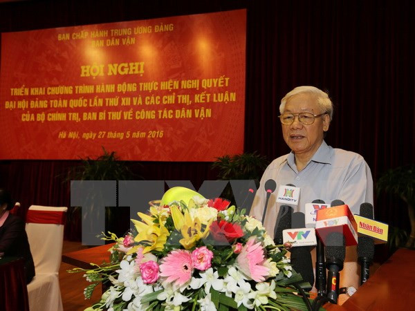 阮富仲总书记：确定群众工作是越南革命事业具有战略性意义的任务 ảnh 1