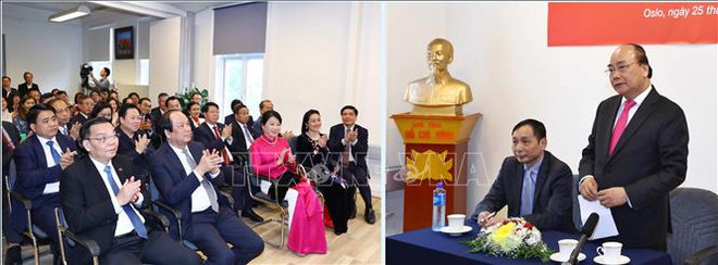 越南政府总理阮春福会见旅居挪威越南人代表 ảnh 1 越南政府总理阮春福会见旅居挪威越南人代表 ảnh 1
