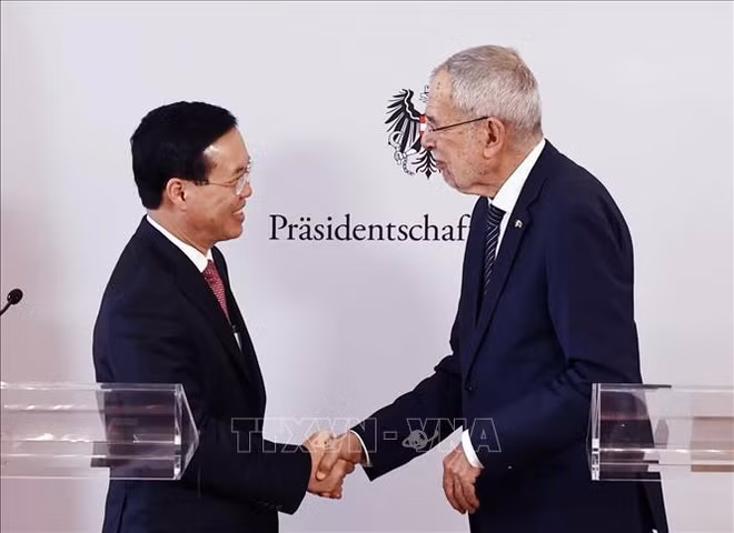 越南国家主席武文赏与奥地利总统范德贝伦会谈后共见记者 ảnh 2
