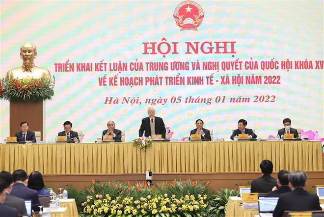 越共中央总书记阮富仲出席政府与各地方视频会议并发表重要讲话 ảnh 1 越共中央总书记阮富仲出席政府与各地方视频会议并发表重要讲话 ảnh 1