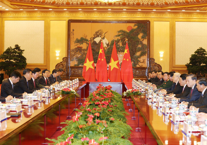 越共中央总书记阮富仲与中共中央总书记习近平举行会谈 ảnh 1 越共中央总书记阮富仲与中共中央总书记习近平举行会谈 ảnh 1