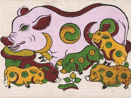 猪年了解越南各类民间画中“猪”的形象 ảnh 1 猪年了解越南各类民间画中“猪”的形象 ảnh 1