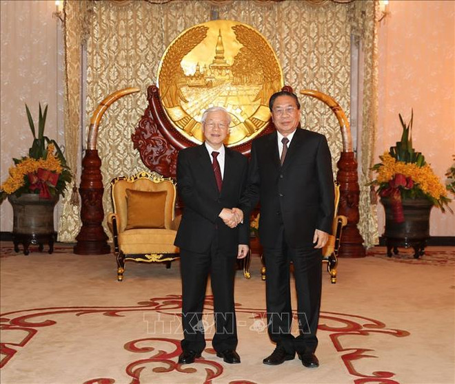 阮富仲会见原老挝人民革命党中央委员会总书记、老挝国家主席朱马利·赛雅颂 ảnh 1 阮富仲会见原老挝人民革命党中央委员会总书记、老挝国家主席朱马利·赛雅颂 ảnh 1