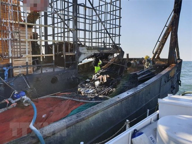 韩国渔船起火事故：关于两名越南籍船员的进一步消息 ảnh 1