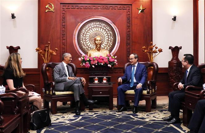 胡志明市市委书记阮善仁会见美国前总统奥巴马 ảnh 1 胡志明市市委书记阮善仁会见美国前总统奥巴马 ảnh 1