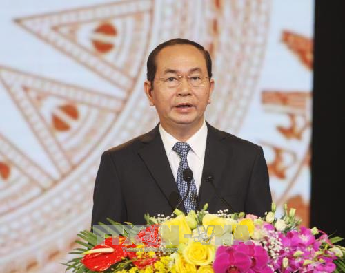 越南国家主席陈大光出席“人道主义力量”艺术晚会 ảnh 2