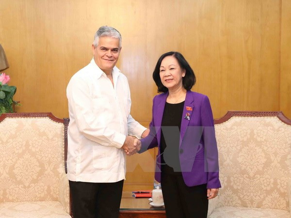 越共中央民运部部长张氏梅会见古巴保护革命委员会代表团 ảnh 1 越共中央民运部部长张氏梅会见古巴保护革命委员会代表团 ảnh 1