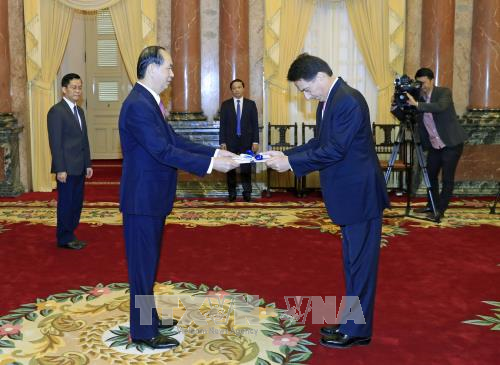 国家主席陈大光接受三国新任驻越大使递交的国书 ảnh 2 国家主席陈大光接受三国新任驻越大使递交的国书 ảnh 2