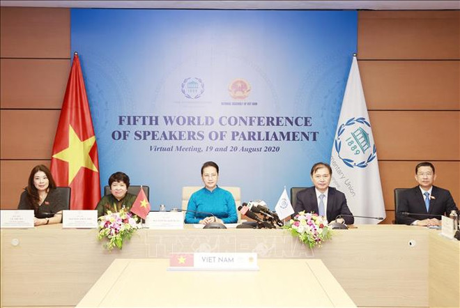 越南国会主席阮氏金银出席第五次世界议长大会视频会议 ảnh 1 越南国会主席阮氏金银出席第五次世界议长大会视频会议 ảnh 1