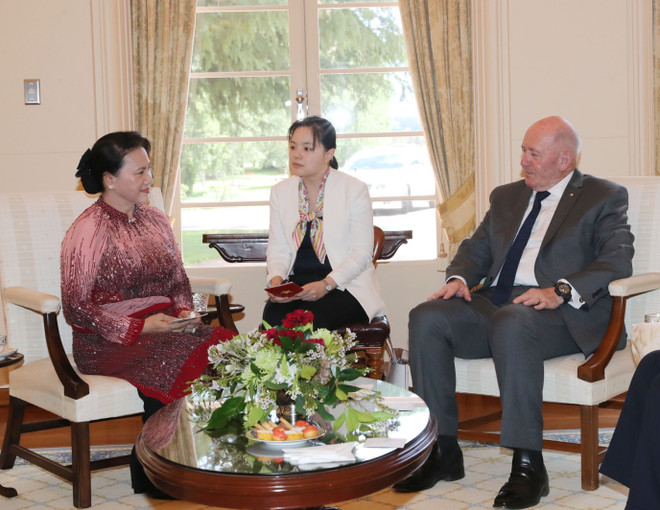 国会主席阮氏金银会见澳大利亚总督考斯格鲁夫 ảnh 2