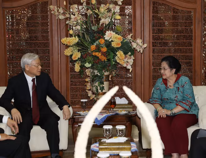 越共中央总书记阮富仲会见印度尼西亚斗争民主党主席梅加瓦蒂·苏加诺普特丽 ảnh 1