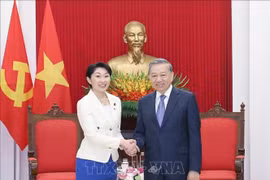 越共中央总书记苏林会见日越友好议员联盟主席小渕优子。图自越通社