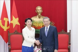 越共中央总书记苏林会见日越友好议员联盟主席小渕优子。图自越通社