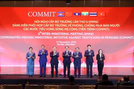 越南政府总理裴青山同出席会议的六国代表团团长合影。图自越通社