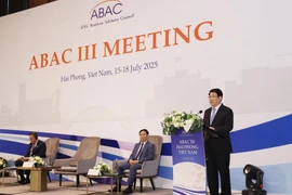 越南国家主席梁强在会议上发言。图自越通社
