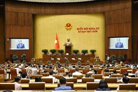 越南第十五届国会第九次会议场景。图自越通社