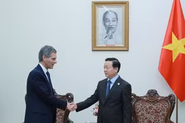 陈红河副总理还能法国达飞集团董事长兼首席执行官萨德。图自越通社