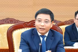 财政部长阮文胜发言。图自越通社