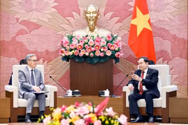 越南国会主席陈青敏会见老挝外交部长沙万·丰威汉。图自越通社