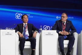 越南政府副总理裴青山参加讨论会。图自越通社