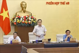 国会主席陈青敏发言。图自越通社
