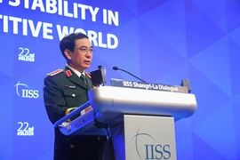越南国防部长潘文江大将在对话会上发言。图自越通社