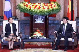 越南国家主席梁强会见老挝国家副主席巴妮·雅陶都。图自越通社