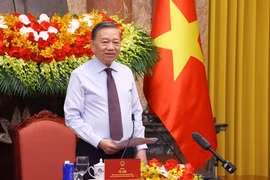 苏林总书记、国家主席发表讲话。图自越通社