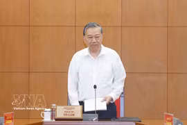 越共中央总书记苏林在会议上发言。图自越通社