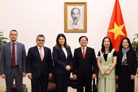双方代表合影。图自越通社