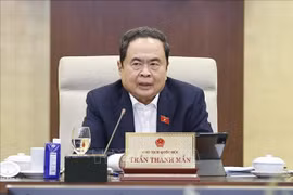 越南国会主席陈青敏发言。图自越通社