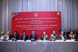 越共中央总书记苏林出席越南-英国企业座谈会。图自越通社