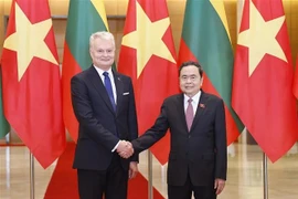 越南国会主席陈青敏会见立陶宛总统瑙塞达。图自越通社