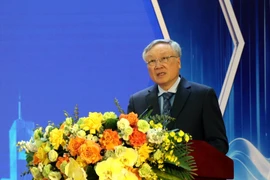 政府常务副总理阮和平发表讲话。图自越通社