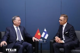 越共中央总书记苏林会见芬兰总统亚历山大·斯图布。图自越通社