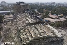 缅甸地震现场。图自越通社