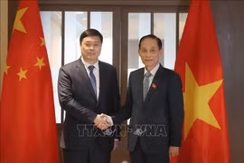 越南外交部长黎怀忠与中国广西壮族自治区政府主席韦韬。图自越通社