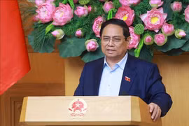 越南政府总理范明政发言。图自越通社
